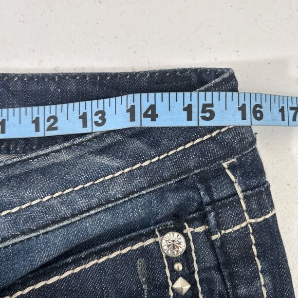 Cello Jeans Womens 8 Blue Mid Rise Bootcut Sparkling Embellished Y2K 90s - Picture 5 of 10